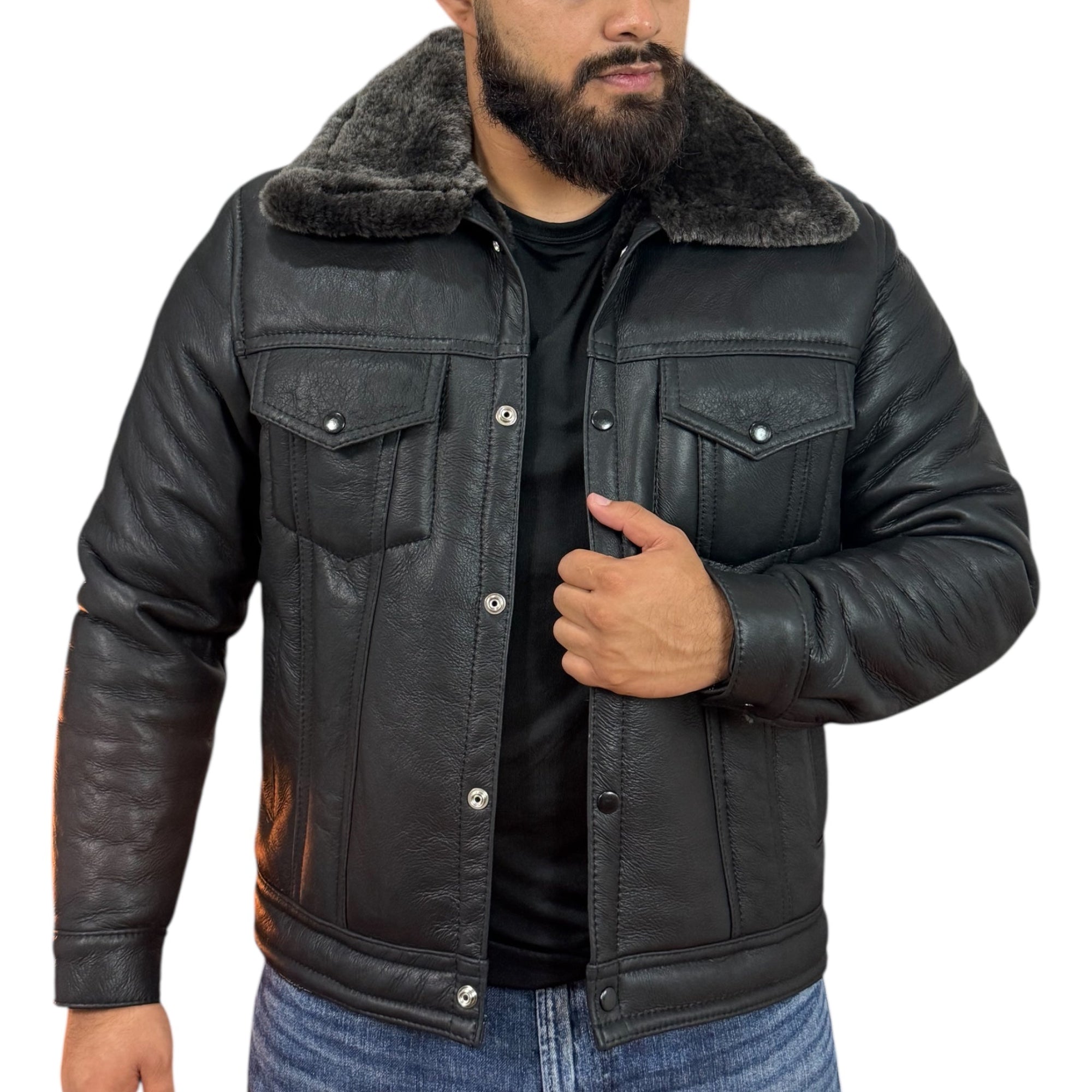 Levis in Genuine Leather with Shearling Wool Interior