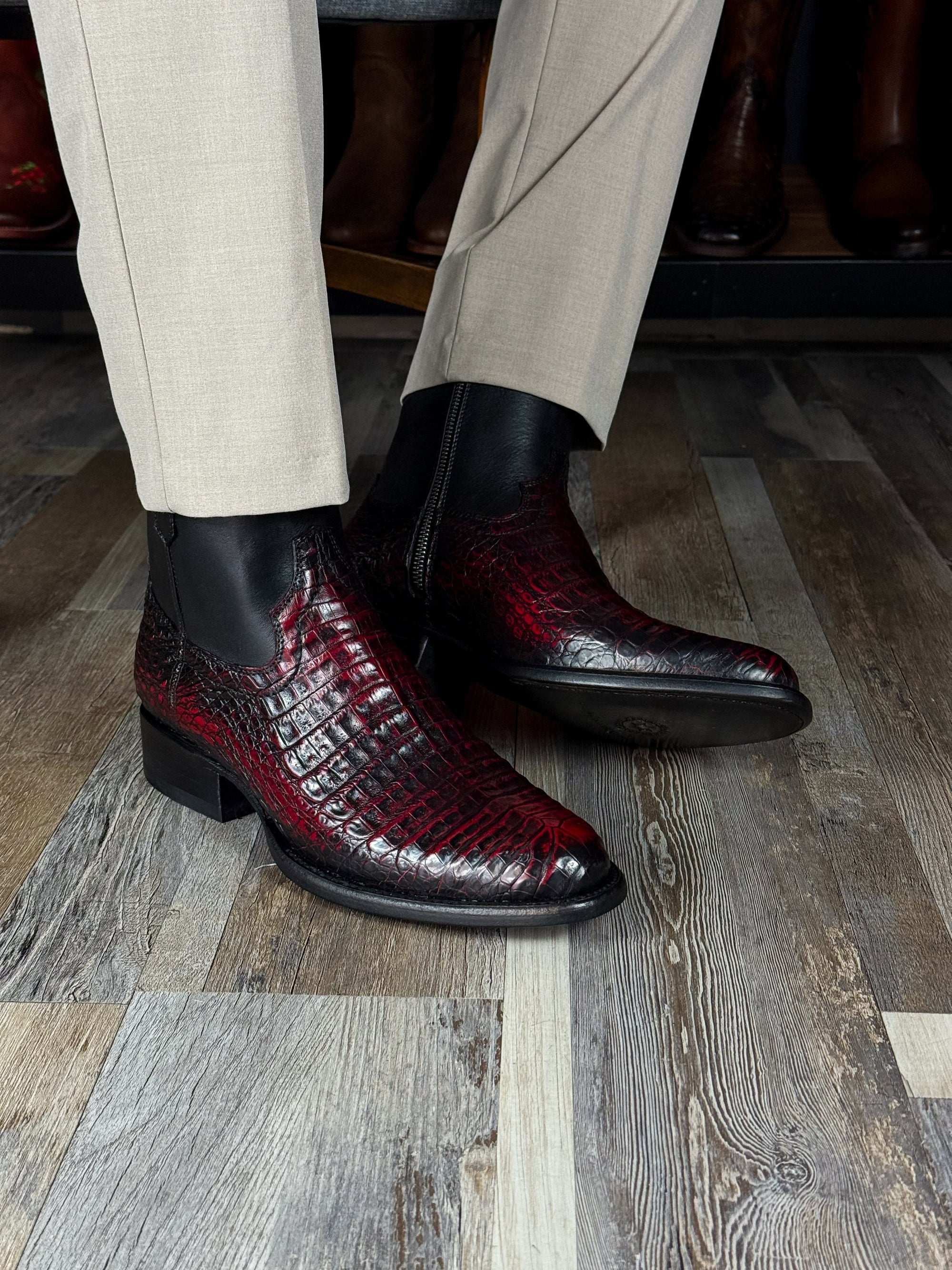 Brown piton boots