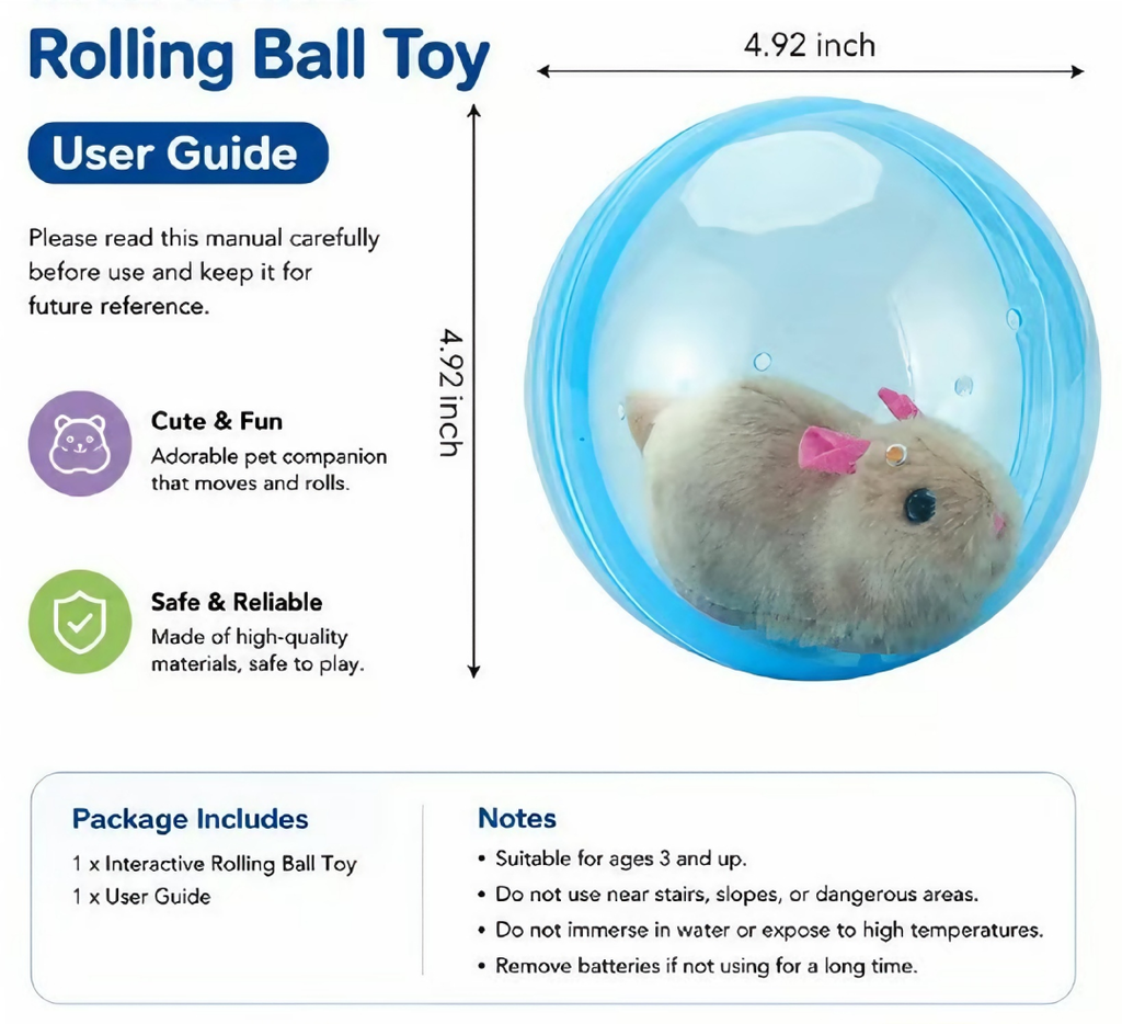 Auto-Rolling Ball with Mouse Hands-Free Play for Indoor Cats
