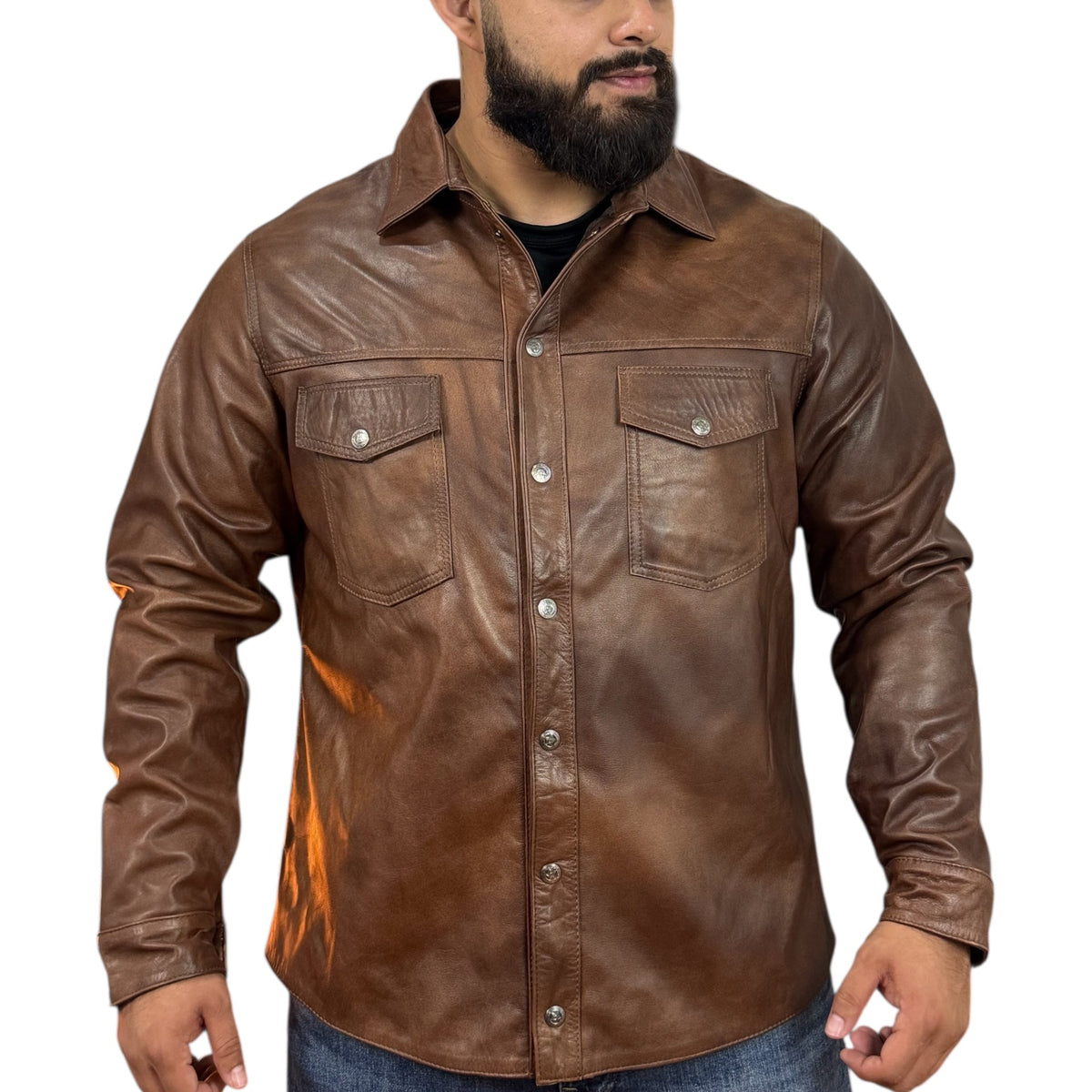 Original leather caramel shirt