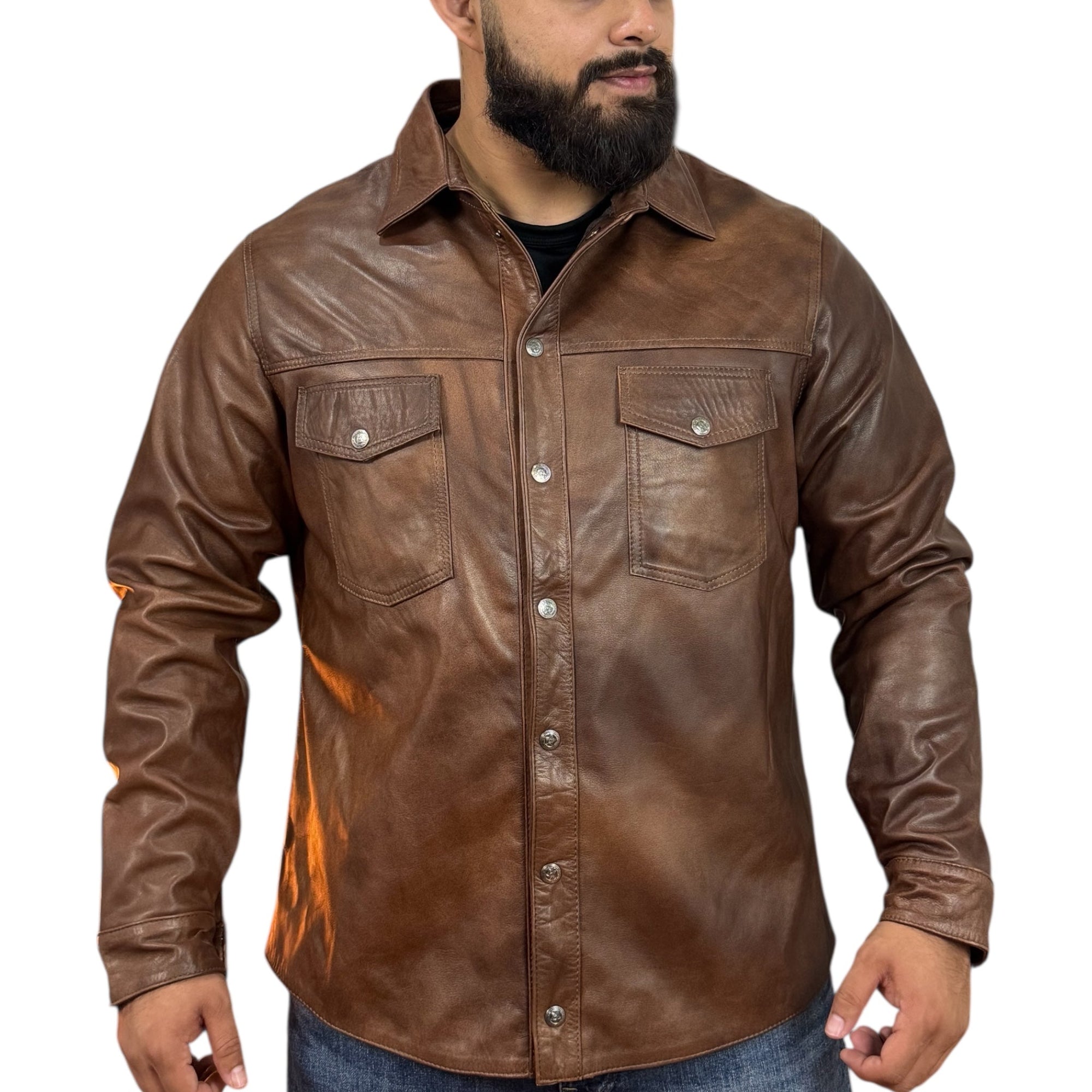 Original leather caramel shirt