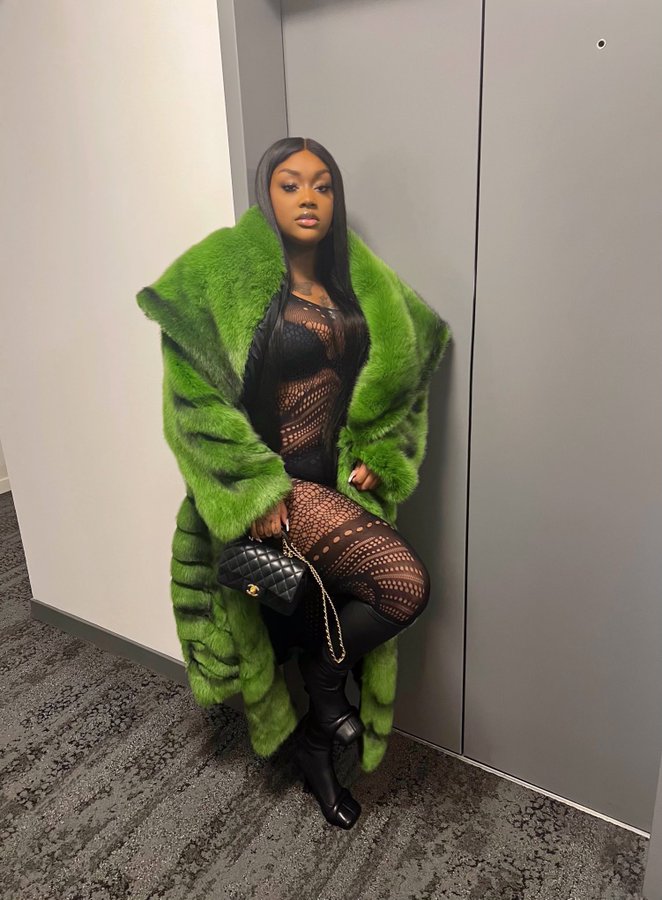 GREEN Rabbit Fur Coat