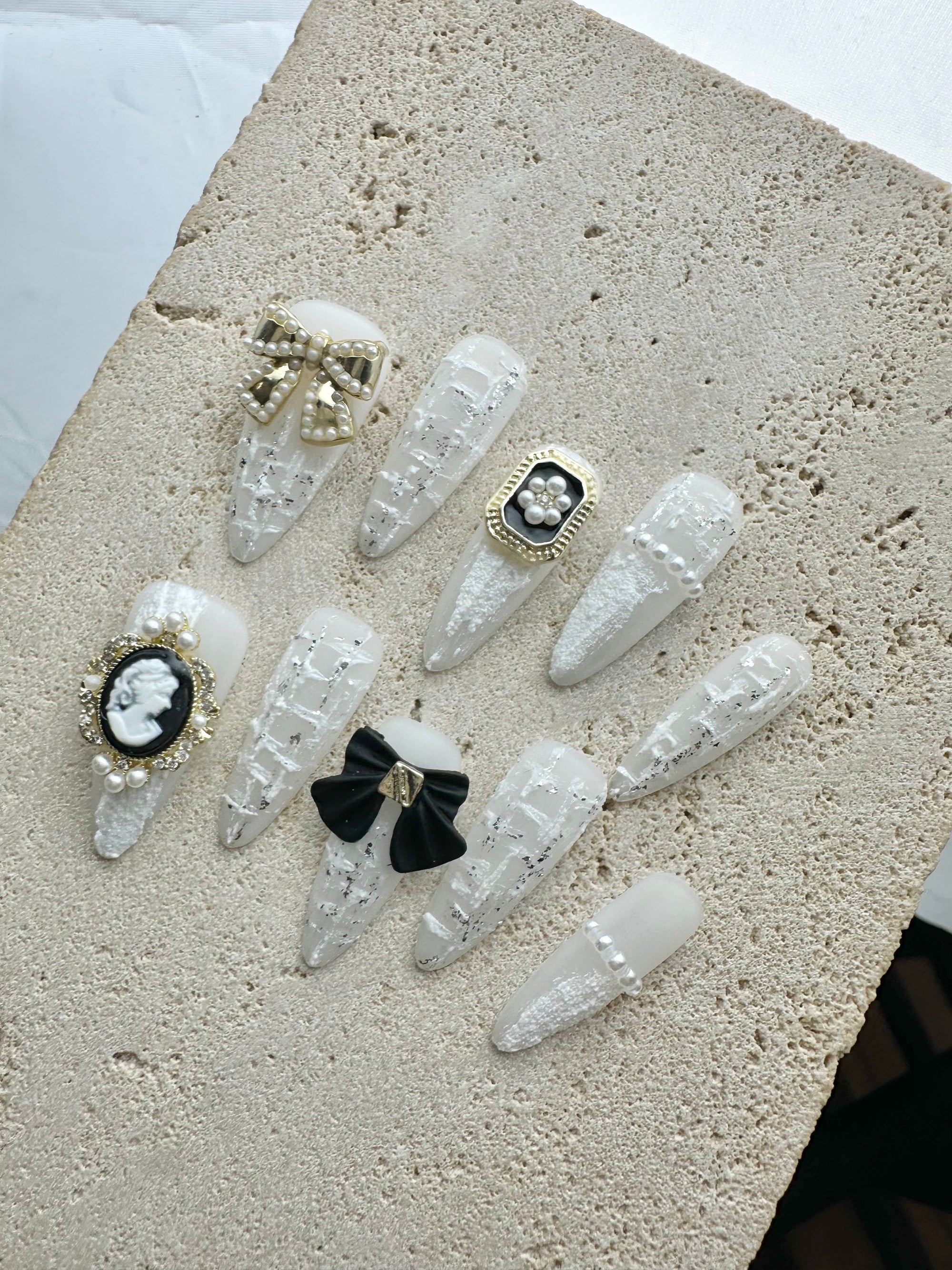 Luxury England Press On Nails- White