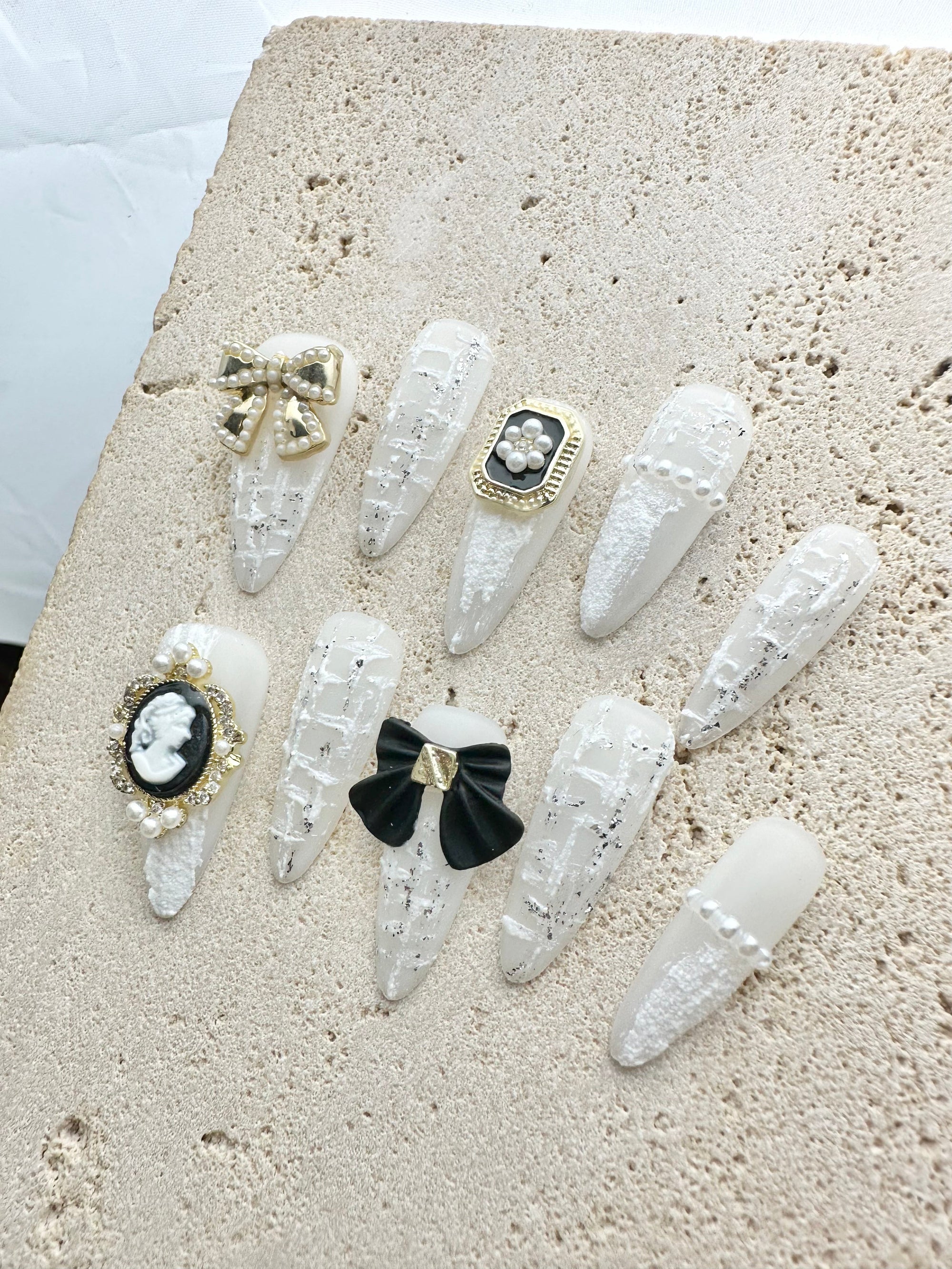 Luxury England Press On Nails- White