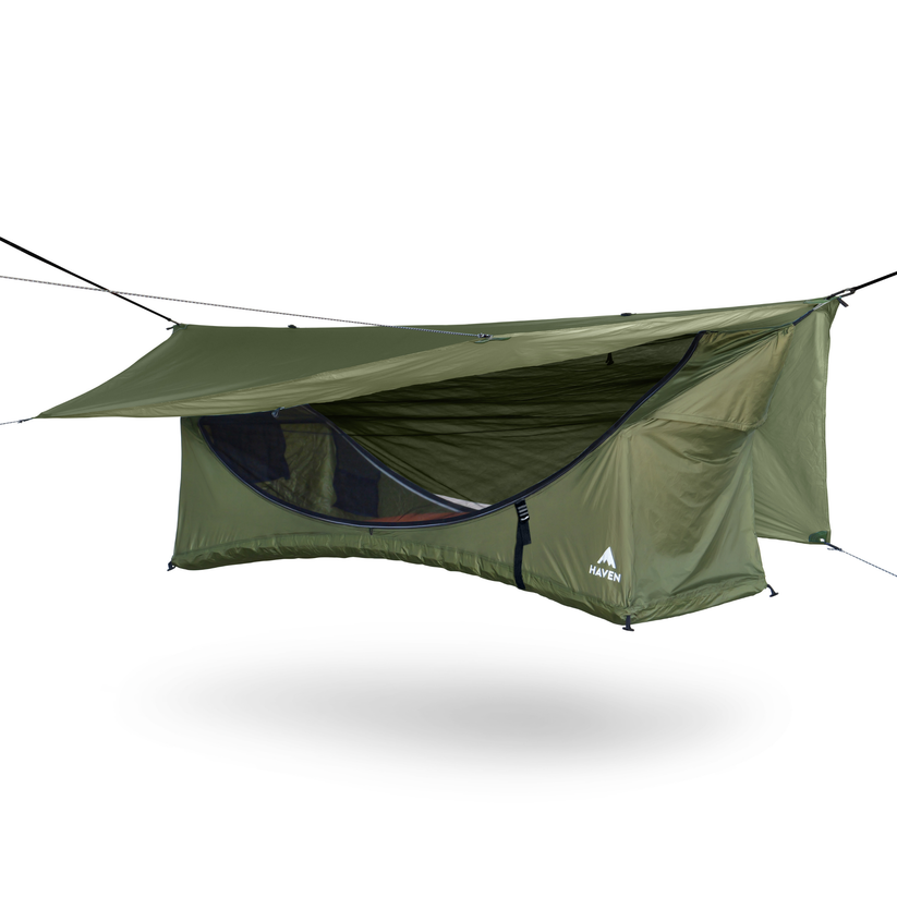 Outdoor sleep system that replaces a camping tent and pad.