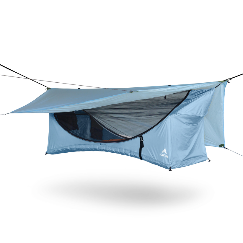 Outdoor sleep system that replaces a camping tent and pad.