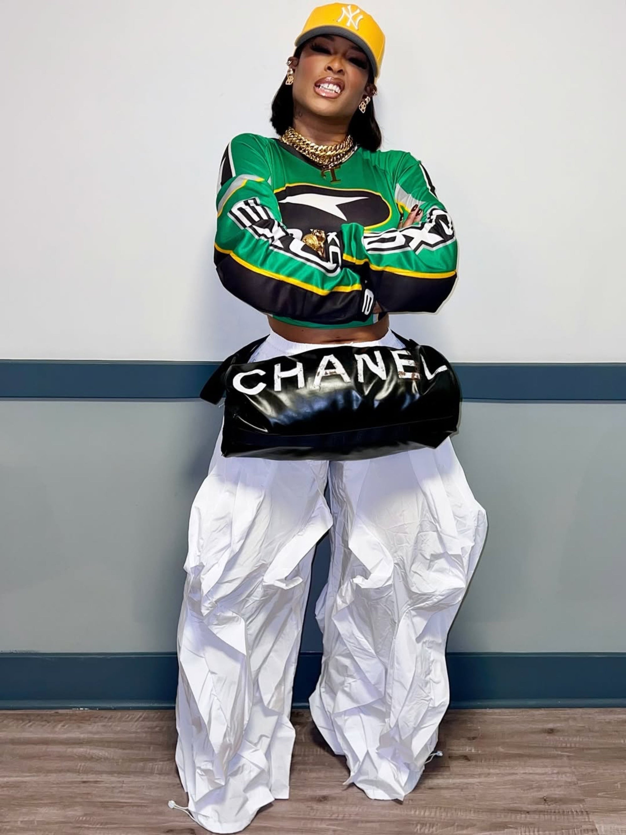 Wavy Oversized Wide Leg Ruffle Drawstring Elastic Waist Jogger Pants