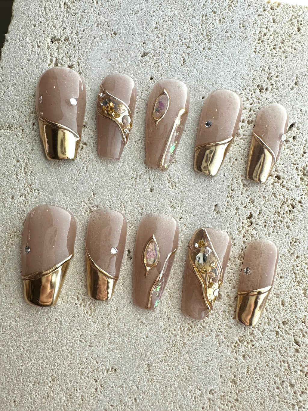 Golden River Press On Nails