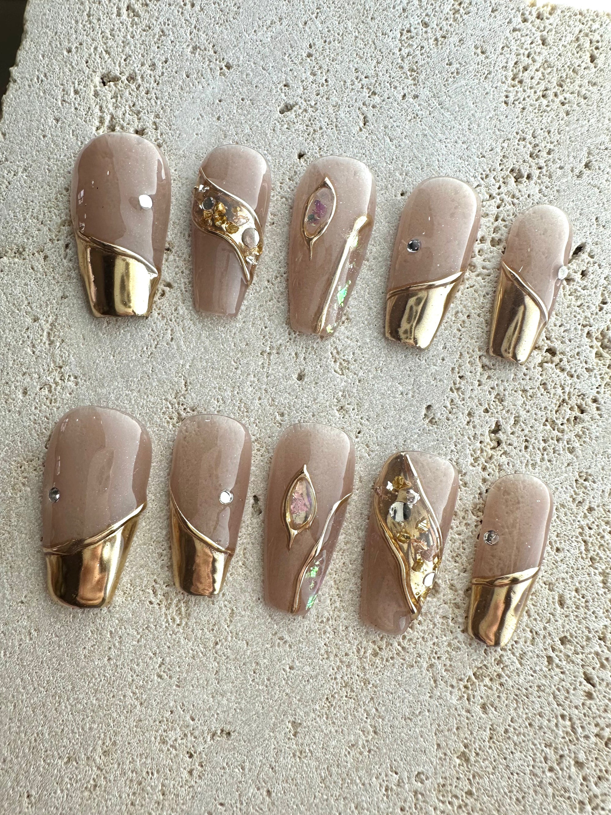 Golden River Press On Nails