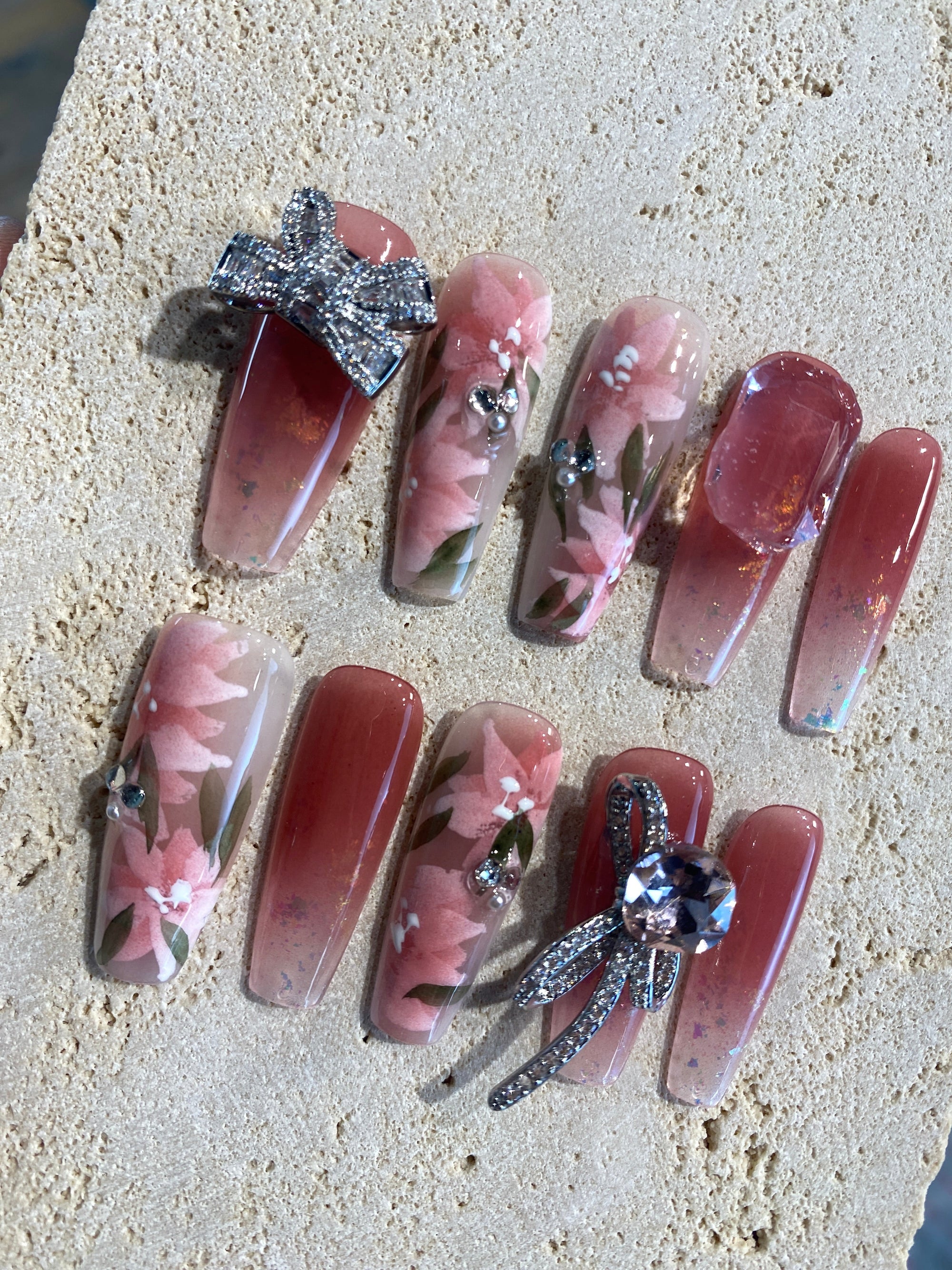 Blossom Sakura with Ribbon Press On Nails