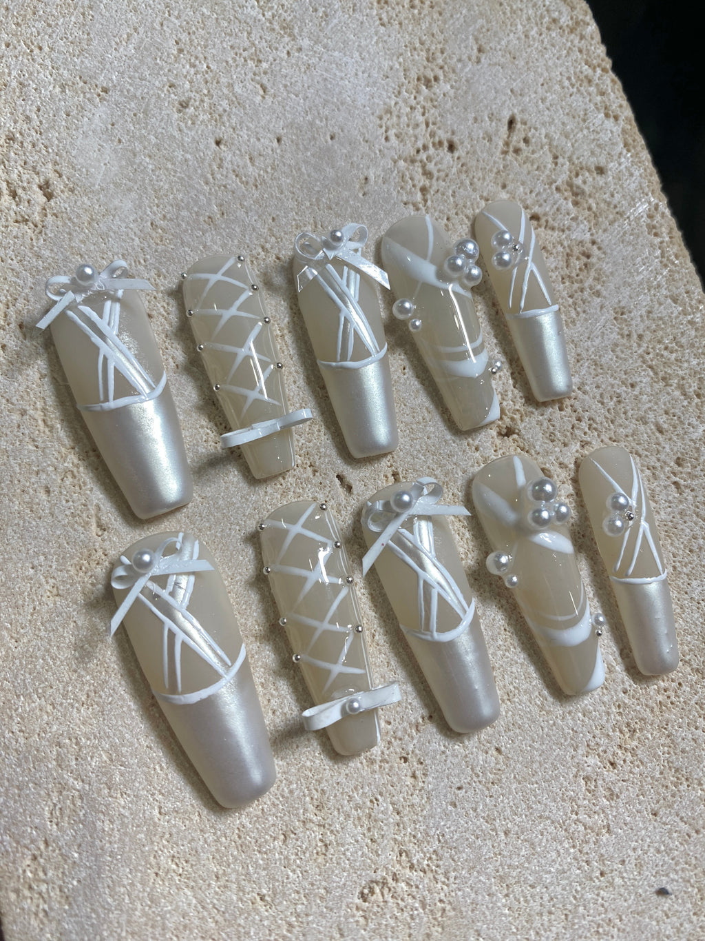 White Ballerina Press On Nails