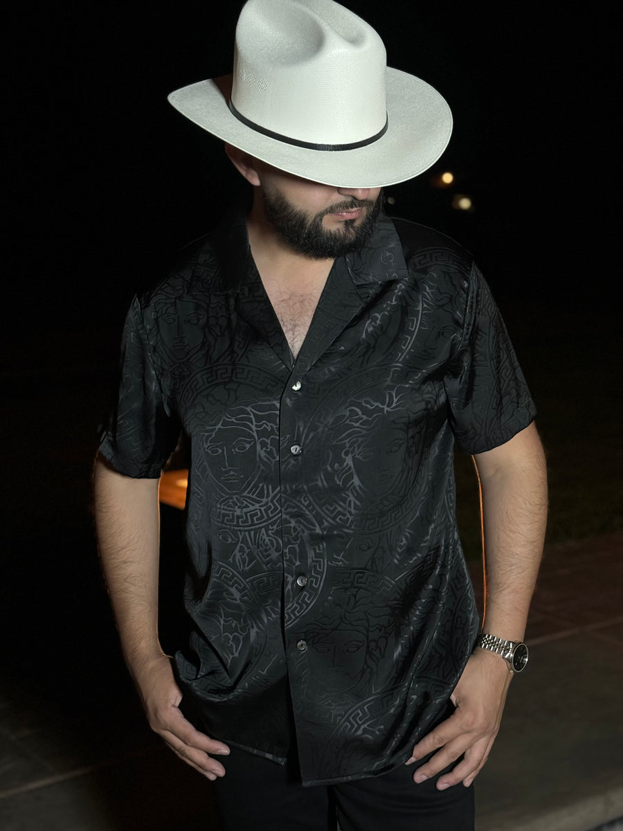 Hot silver printed short sleeve shirt
