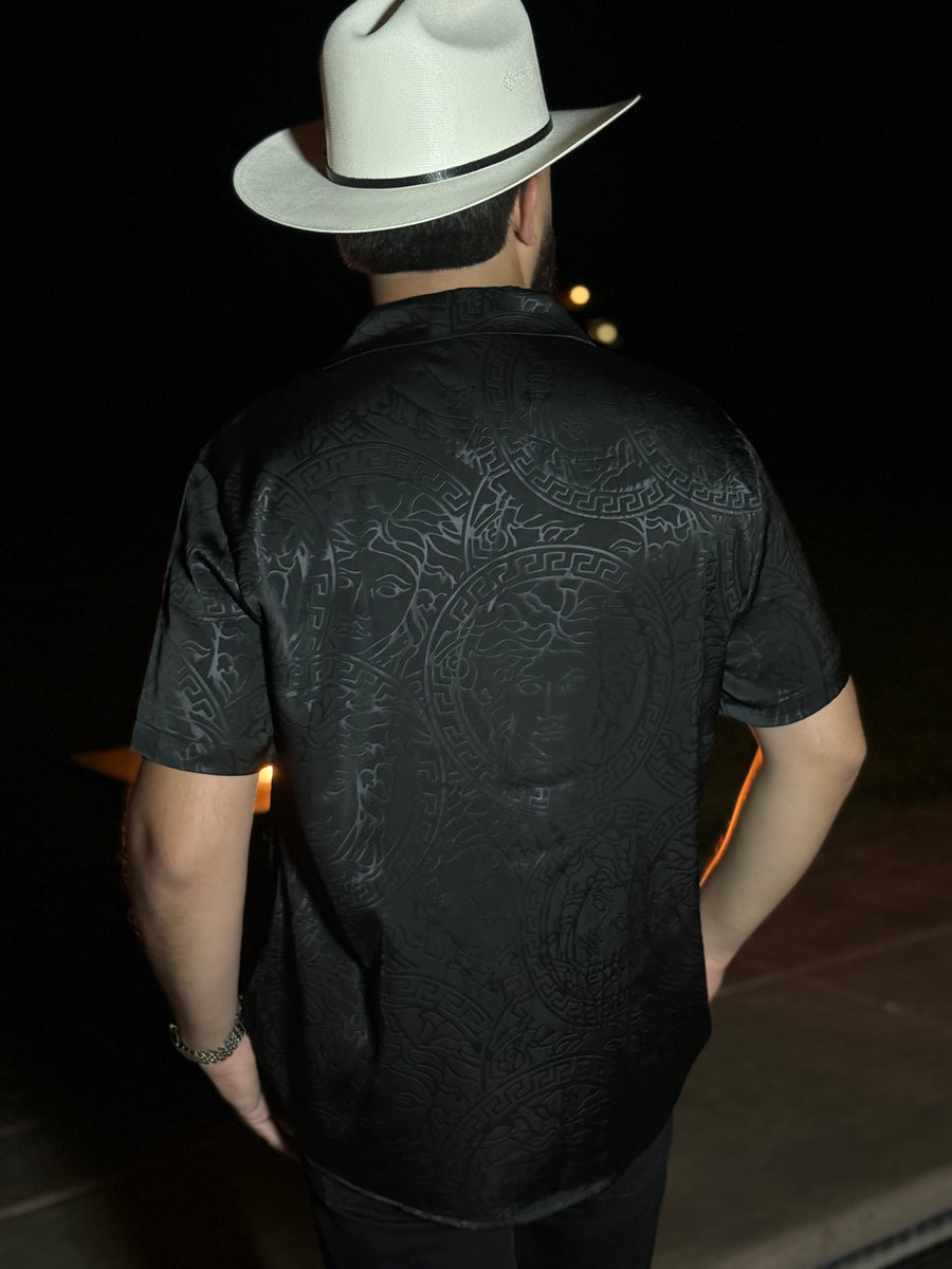Hot silver printed short sleeve shirt