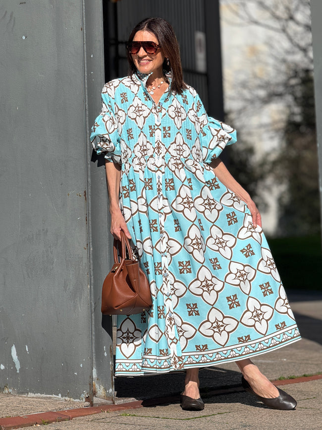 Dress Phoebe Print Light Blue
