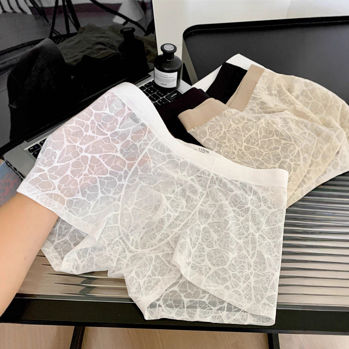 Men's Ultra-Thin Lace Mesh Boxer Briefs