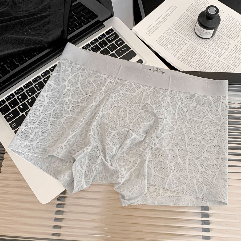 Men's Ultra-Thin Lace Mesh Boxer Briefs