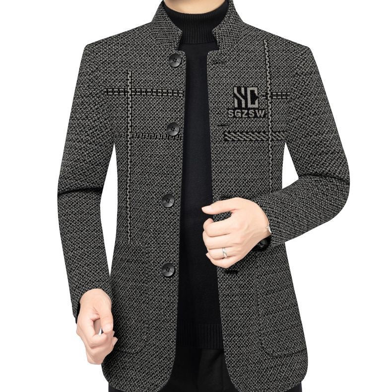 Wool stand collar coat