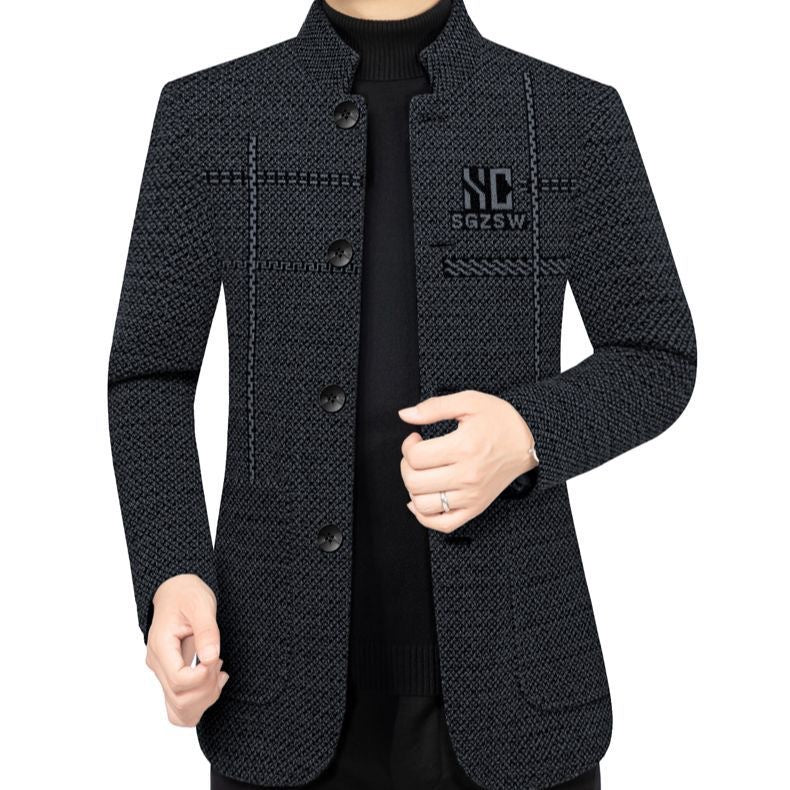 Wool stand collar coat
