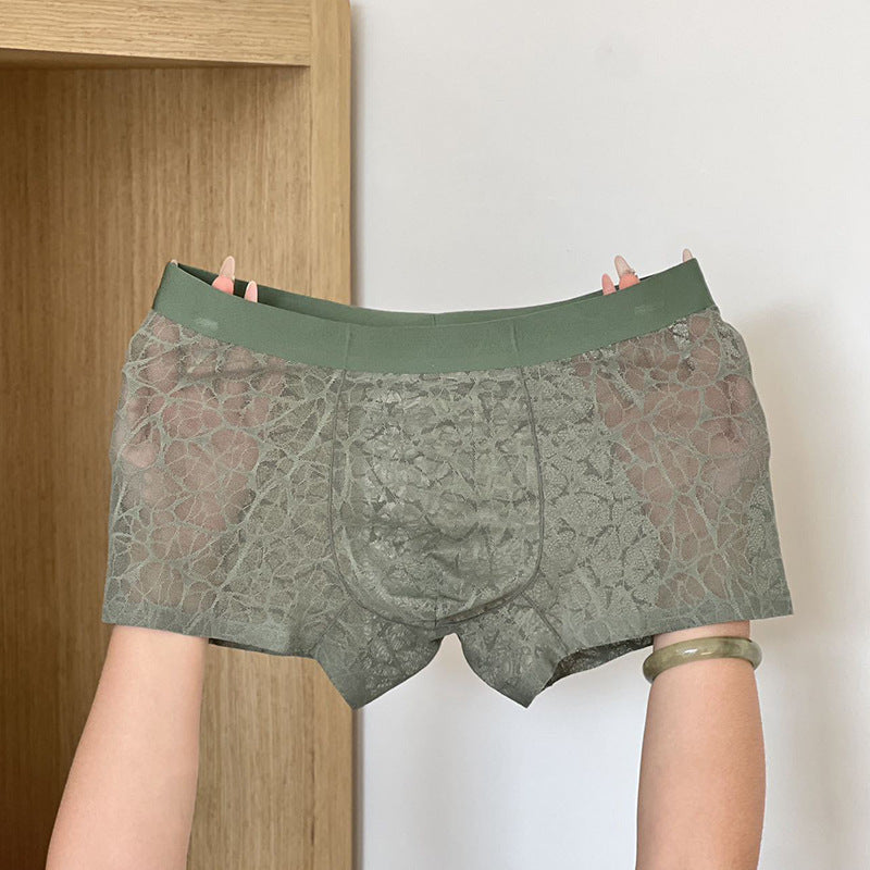 Men's Ultra-Thin Lace Mesh Boxer Briefs