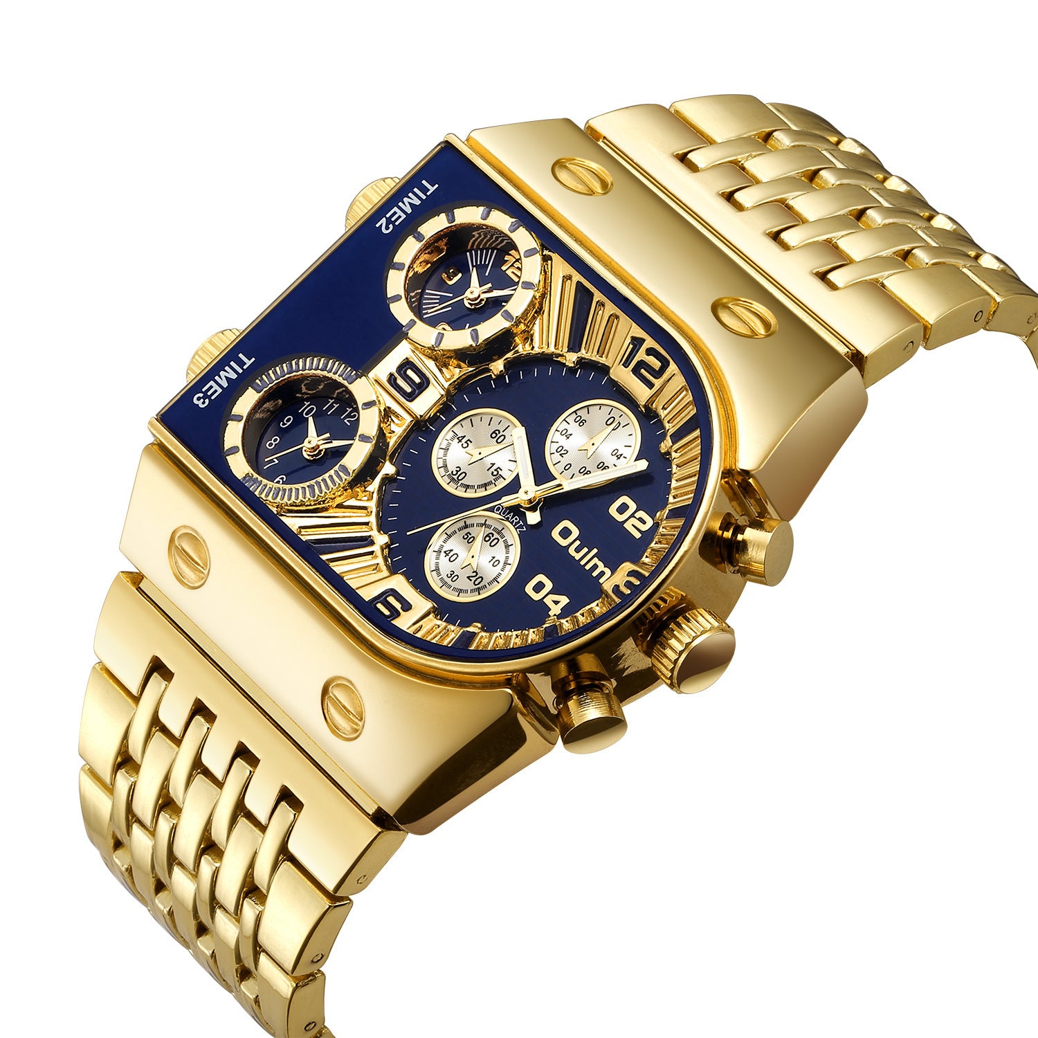 Multi time zone large protected area luminous men's watch