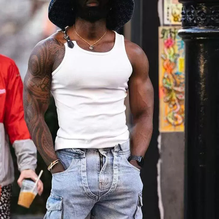 Hip-hop ribbed sleeveless tank top