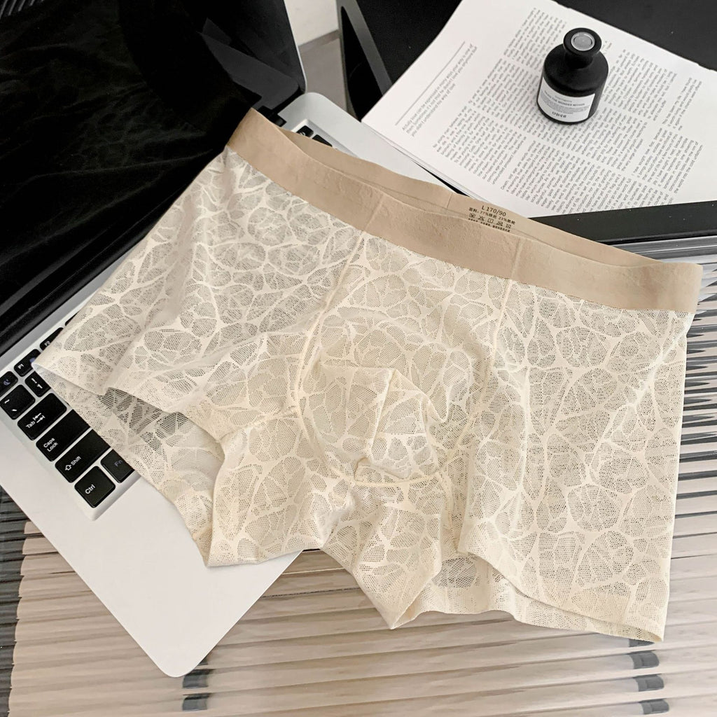 Men's Ultra-Thin Lace Mesh Boxer Briefs