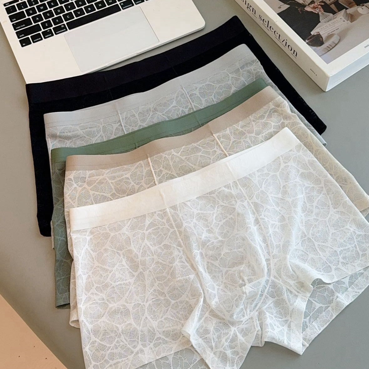 Men's Ultra-Thin Lace Mesh Boxer Briefs