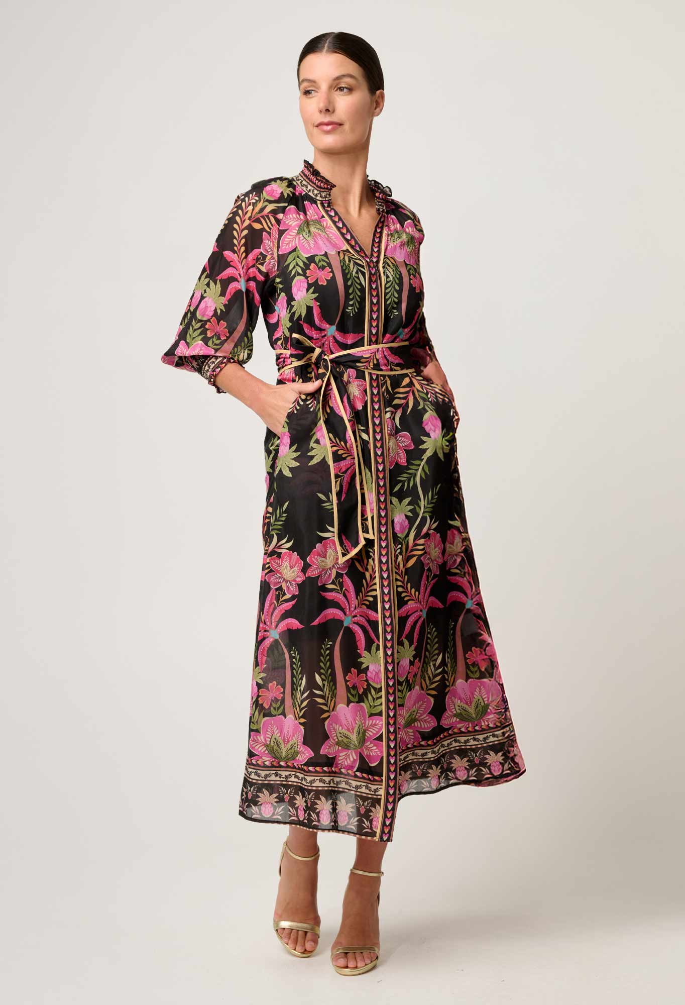 Once Was Carmen Silk Maxi Dress Anthos Lotos