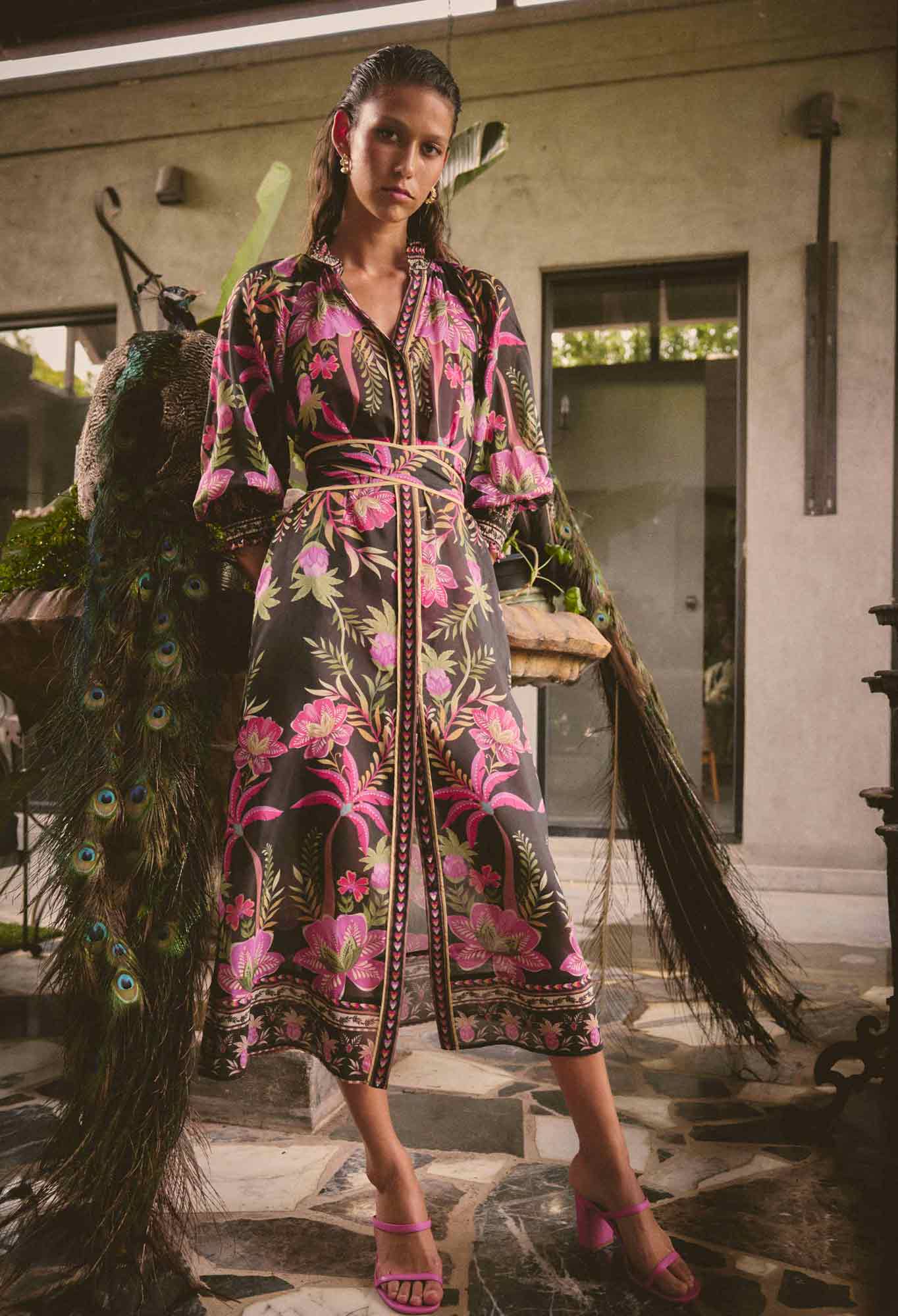 Once Was Carmen Silk Maxi Dress Anthos Lotos