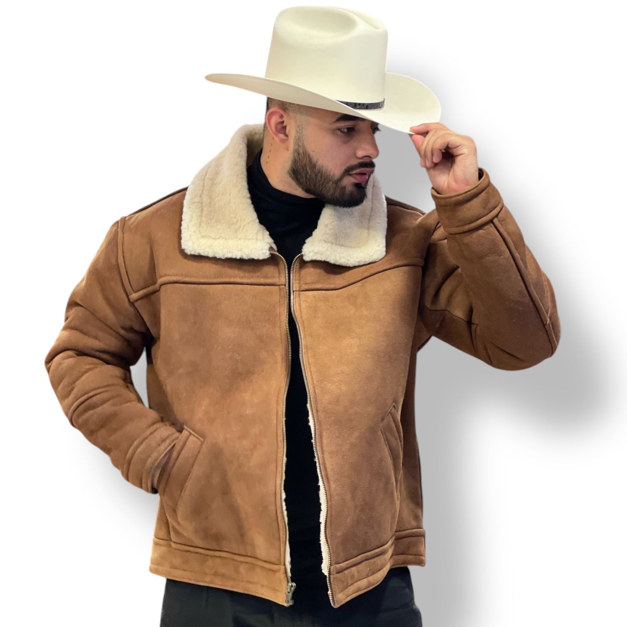 MARLBORO Short Natural Genuine Leather Jacket