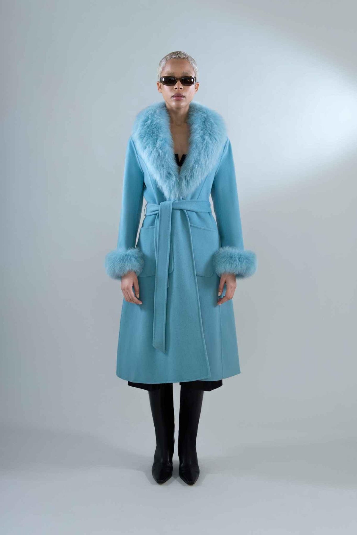 Cashmere & Fox Fur Belted Coat