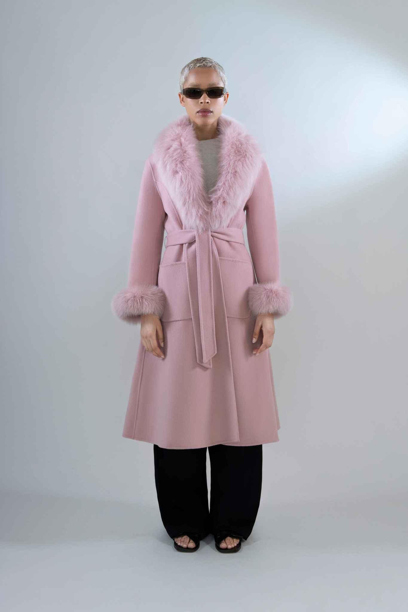 Cashmere & Fox Fur Belted Coat