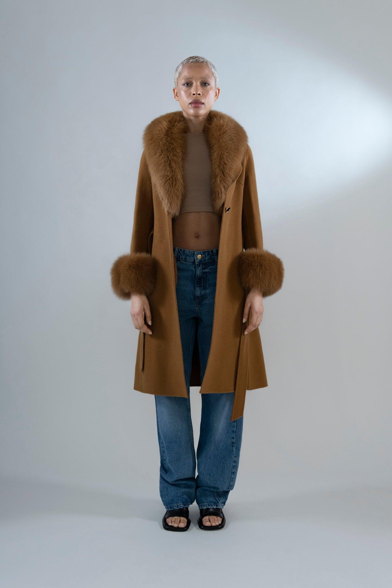 Cashmere & Fox Fur Belted Coat