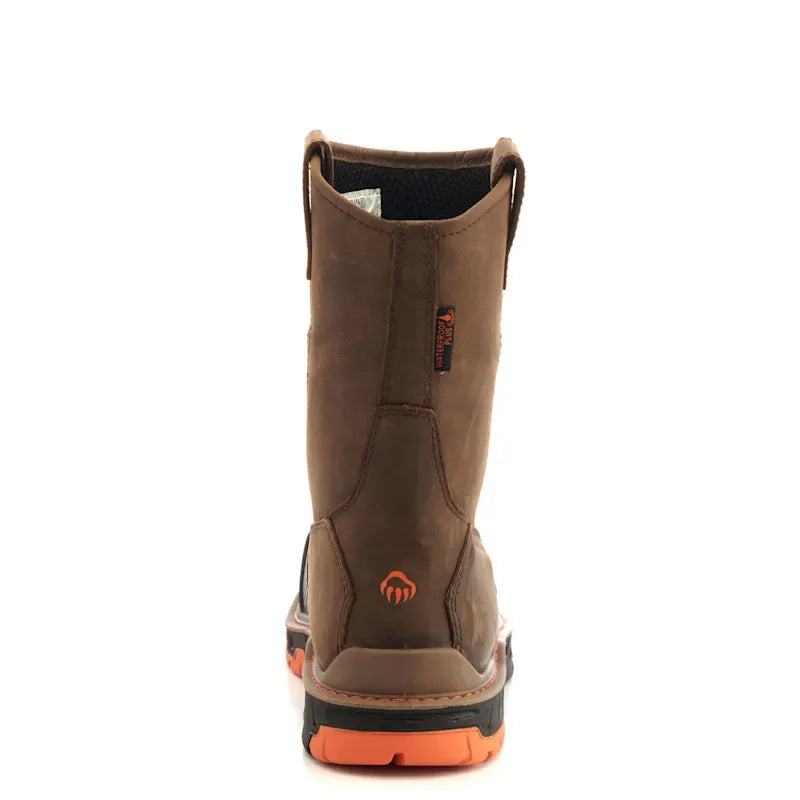 Coffee Brown Waterproof Round Composite Toe Wellington Work Boot