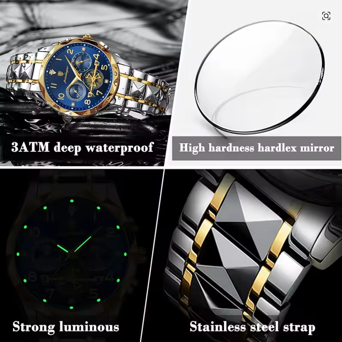 Eleqihu Luxury Men's Automatic Watch Gold & Silver