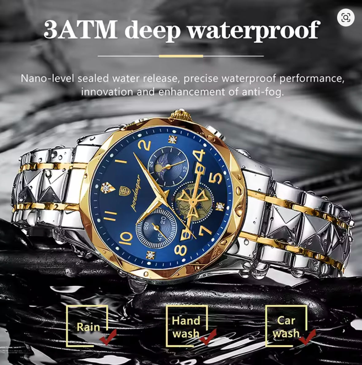 Eleqihu Luxury Men's Automatic Watch Gold & Silver