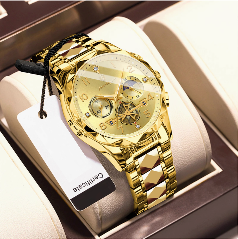Eleqihu Luxury Men's Automatic Watch Gold & Silver