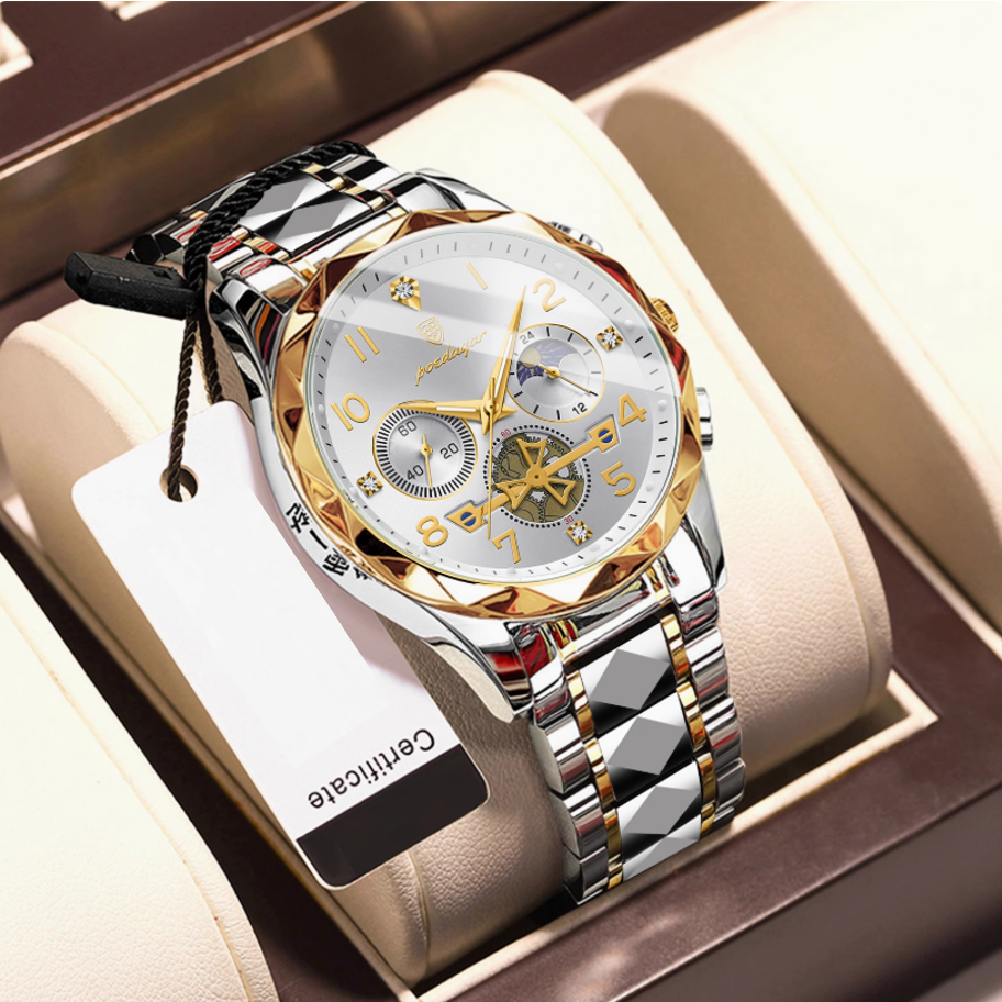 Eleqihu Luxury Men's Automatic Watch Gold & Silver