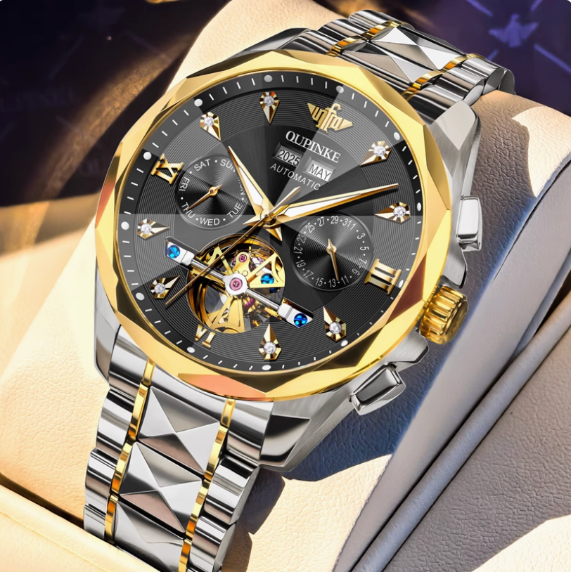 Eleqihu Luxury Men's Automatic Watch Gold & Silver