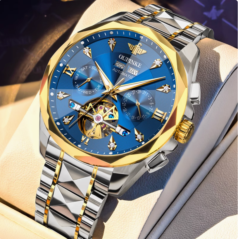 Eleqihu Luxury Men's Automatic Watch Gold & Silver