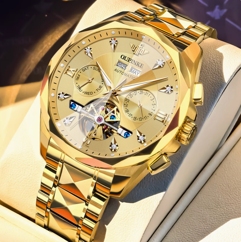 Eleqihu Luxury Men's Automatic Watch Gold & Silver