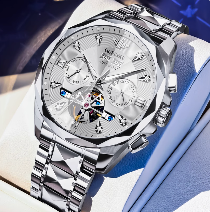 Eleqihu Luxury Men's Automatic Watch Gold & Silver