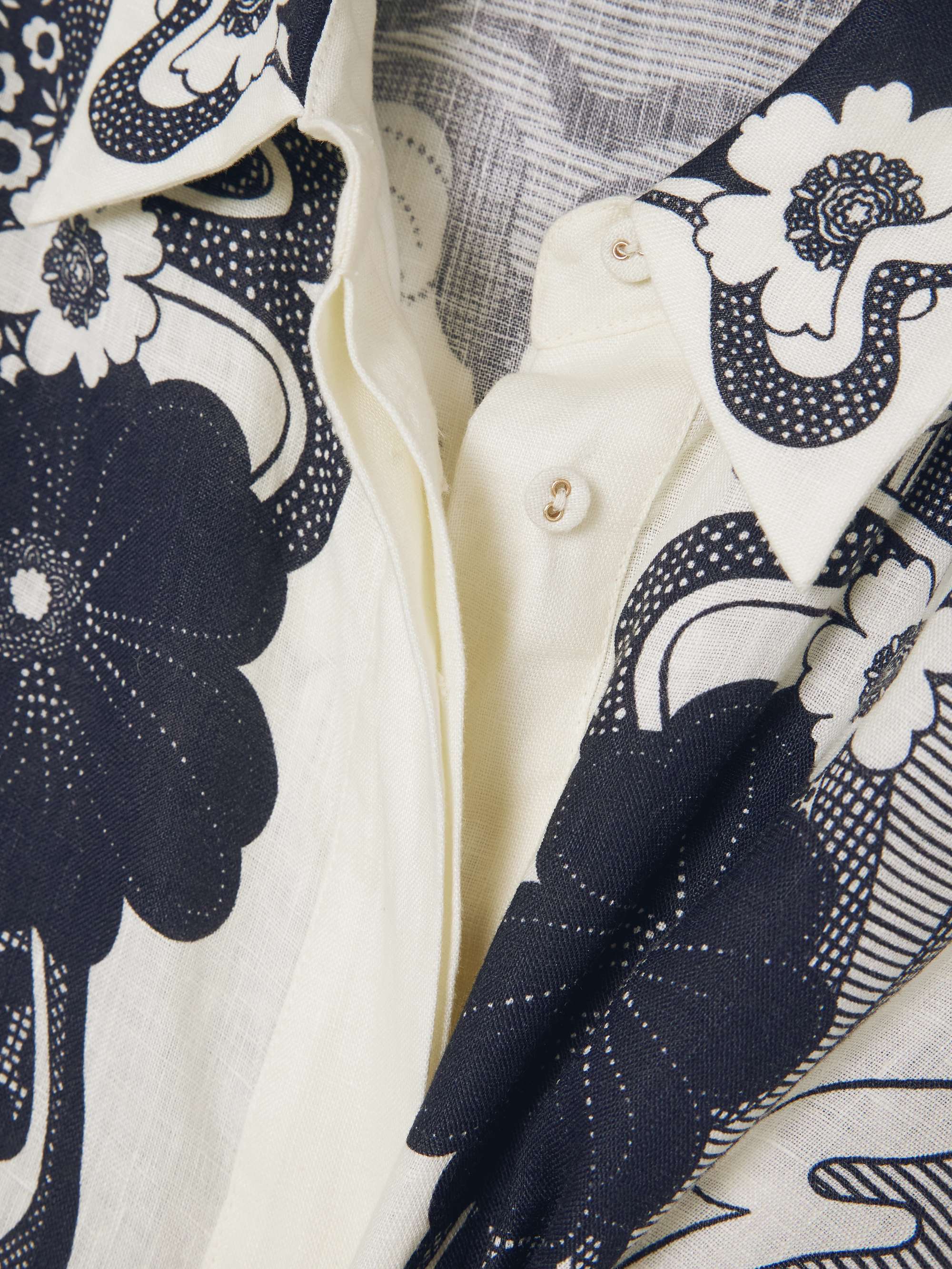 Mickey floral-print linen-gauze shirt & pant SET